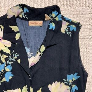 Vintage Original Island Sport Floral Sleeveless Maxi with Buttons and Collar